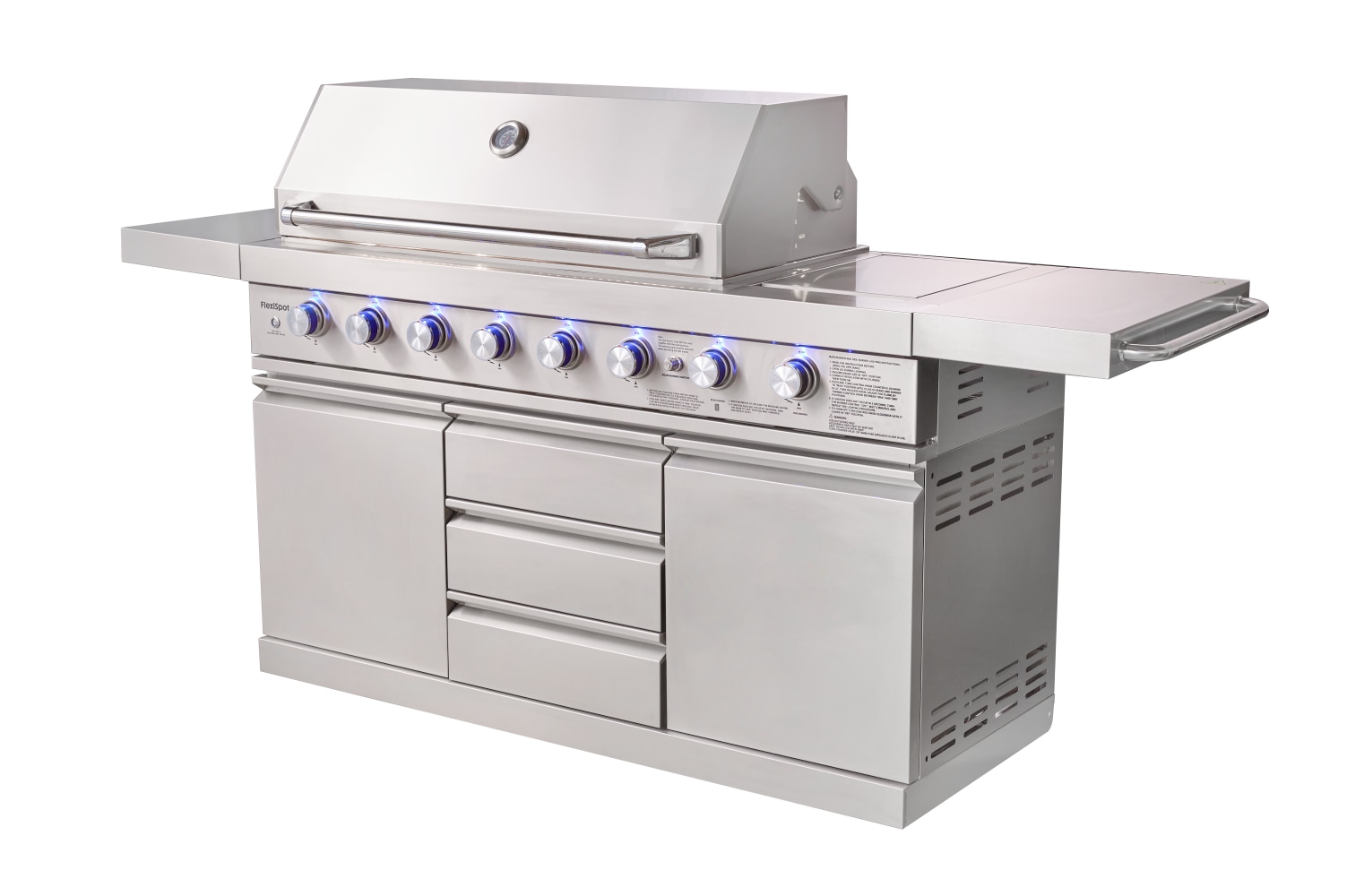 Large 8-Burner Outdoor BBQ Grill, 304 Food-Grade Stainless Steel, Electronic Ignition With Universal Wheels_maomaolike.com